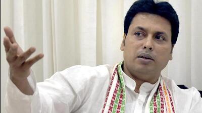 Tripura chief minister Biplab Kumar Deb on Saturday resigned from his post with barely eight months left for the 2023 assembly polls. (HT PHOTO.)