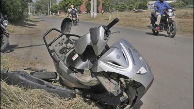 As the speeding car hit the Mohali youth’s scooter from behind, his head crashed into the concrete road that killed him soon after. (HT)