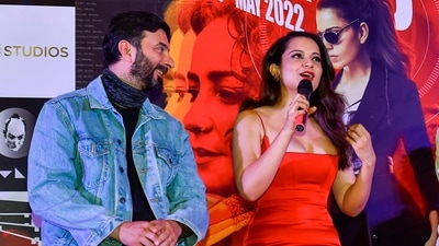 Kangana Ranaut speaks during a press conference for the promotion of her upcoming film Dhaakad in New Delhi, Thursday. Director Razneesh Ghai is also seen. (PTI Photo/Kamal Singh) (PTI) Kangana Ranaut speaks during a press conference for the promotion of her upcoming film Dhaakad in New Delhi, Thursday. Director Razneesh Ghai is also seen. (PTI Photo/Kamal Singh) (PTI)