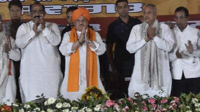 BJP national president JP Nadda addressing a public rally in Ludhiana on Saturday. (Gurpreet Singh/HT)