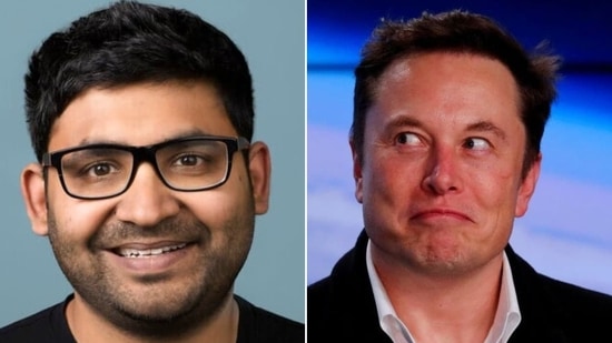 Twitter CEO Parag Agrawal and Tesla chief Elon Musk.