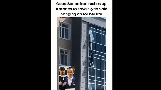 Man risks his life to save kid hanging from the 8th floor window of a ...