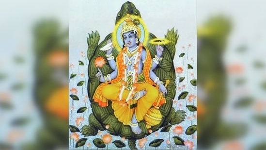 Kurma, which means a tortoise, is the second avatar of Lord Vishnu.(Twitter/@SachinA108)