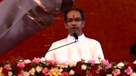 Maharashtra chief minister Uddhav Thackeray addresses rally in Mumbai.(Twitter/ANI) Maharashtra chief minister Uddhav Thackeray addresses rally in Mumbai.(Twitter/ANI)