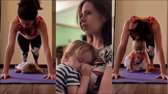 Kalki Koechlin takes the internet by storm with her workout videos which also features her son.&nbsp;(Instagram/@kalkikanmani)