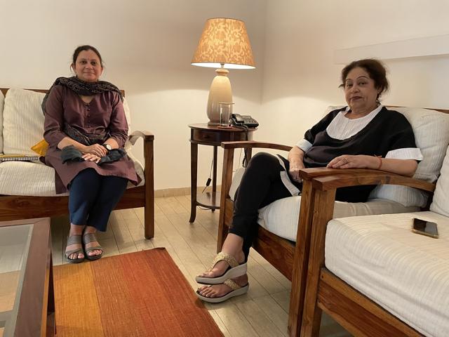 Chandigarh MC commissioner Anindita Mitra with MP Kirron Kher. (HT Photo)