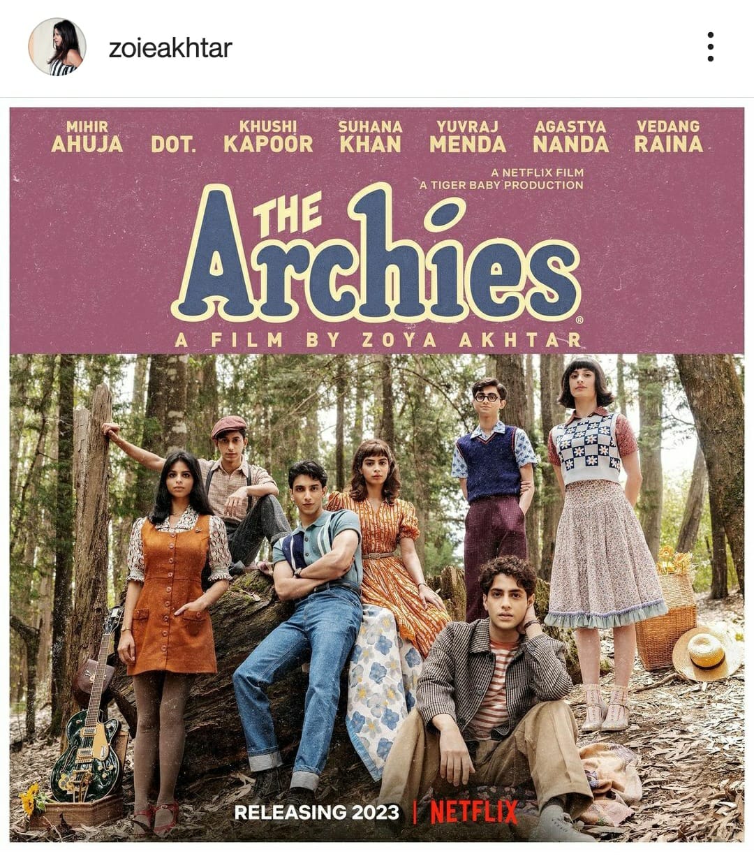 The poster of The Archies shared by Zoya Akhtar.