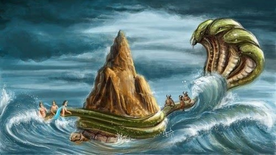 Lord Vishnu appeared in the form of a tortoise to lift the gigantic Mandara mountain on his back during the Samudra Manthan. (Twitter/@SaffronSolace) Lord Vishnu appeared in the form of a tortoise to lift the gigantic Mandara mountain on his back during the Samudra Manthan. (Twitter/@SaffronSolace)