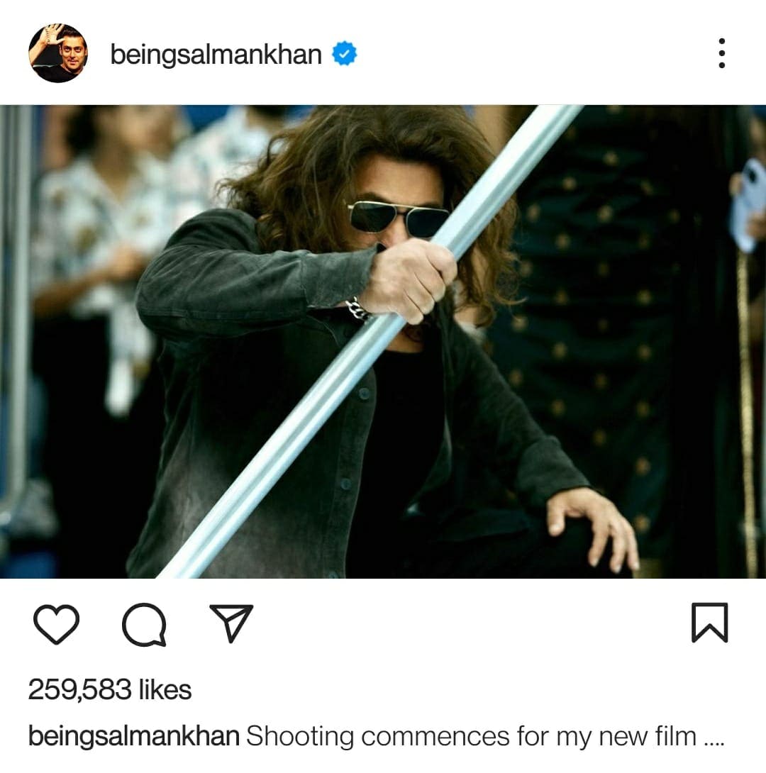सलमान खान ने सोशल मीडिया पर अपनी आने वाली फिल्म की शूटिंग के बारे में प्रशंसकों को अपडेट किया।