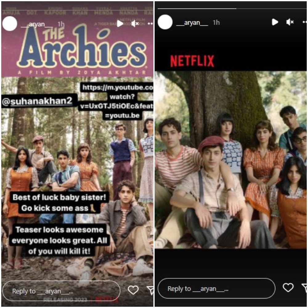 Aryan took to Instagram Stories and shared posters of the film.