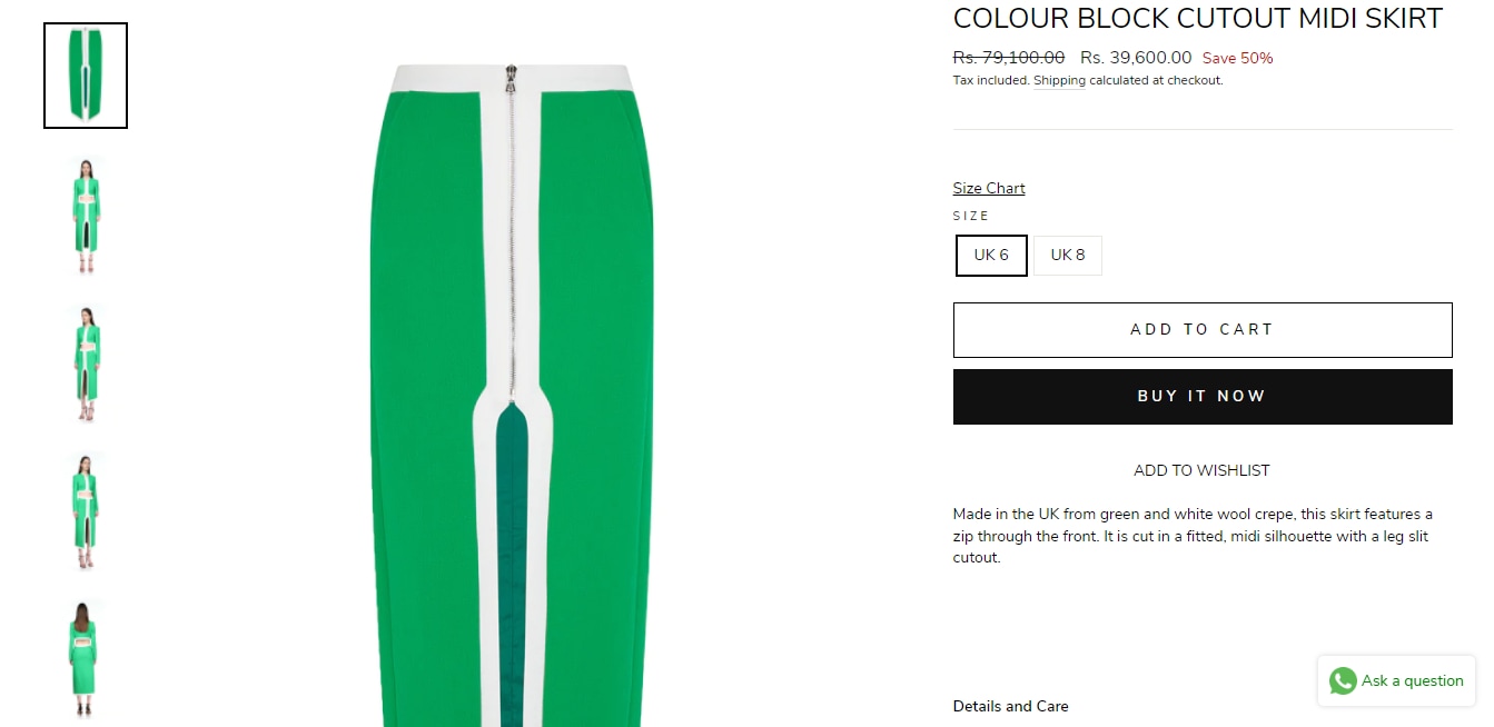 The price of the skirt Nora Fatehi wore for Dance Deewane Juniors shoot. (davidkoma.com)