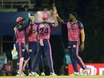 Rajasthan Royals Obed McCoy celebrates the dismissal during the Indian Premier League 2022 match (ANI)