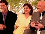 Hrithik Roshan with his mother Pinkie Roshan and father Rakesh Roshan.
