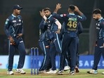 Hardik Pandya of Gujarat Titans celebrates against Rajasthan Royals during IPL 2022 game(PTI) Hardik Pandya of Gujarat Titans celebrates against Rajasthan Royals during IPL 2022 game(PTI)