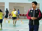 Pullela Gopichand at his badminton academy in Hyderabad.(Raj K Raj/HT File Photo)