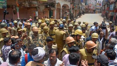 The survey of Gyanvapi mosque in Varanasi by a court-appointed panel continued for the second consecutive day on Sunday amid elaborate security arrangements, officials said. (PTI) The survey of Gyanvapi mosque in Varanasi by a court-appointed panel continued for the second consecutive day on Sunday amid elaborate security arrangements, officials said. (PTI)