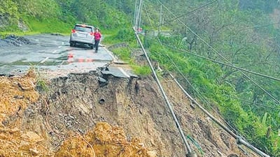 Dima Hasao: In this photo taken between May 12 and May 14, a landslide hit area due to heavy rainfall in the Dima Hasao district. At least three people were killed in landslides in Dima Hasao district of Assam, an official said on Sunday, May 15, 2022. (PTI Photo)(PTI05_15_2022_000106B) (PTI) Dima Hasao: In this photo taken between May 12 and May 14, a landslide hit area due to heavy rainfall in the Dima Hasao district. At least three people were killed in landslides in Dima Hasao district of Assam, an official said on Sunday, May 15, 2022. (PTI Photo)(PTI05_15_2022_000106B) (PTI)