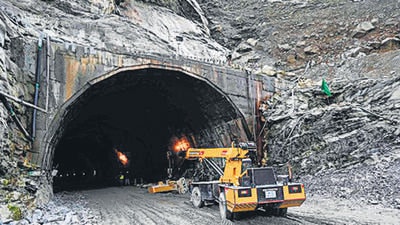 A general view of the Sela tunnel is pictured that is under construction near Sela Pass, which will lead to Tawang near the Line of Actual Control (LAC), neighbouring China, in India's Arunachal Pradesh state on October 21, 2021. (Photo by Money SHARMA / AFP) (AFP) A general view of the Sela tunnel is pictured that is under construction near Sela Pass, which will lead to Tawang near the Line of Actual Control (LAC), neighbouring China, in India's Arunachal Pradesh state on October 21, 2021. (Photo by Money SHARMA / AFP) (AFP)