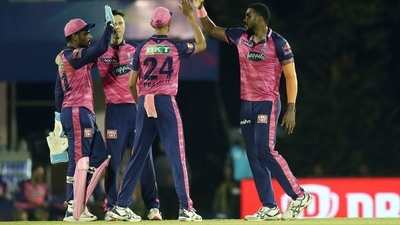 Rajasthan Royals Obed McCoy celebrates the dismissal during the Indian Premier League 2022 match (ANI) Rajasthan Royals Obed McCoy celebrates the dismissal during the Indian Premier League 2022 match (ANI)