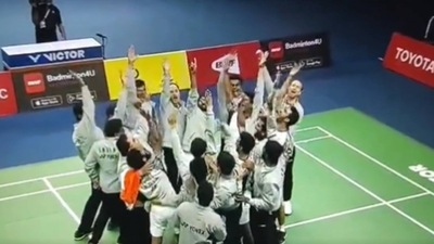 The Indian men's badminton team etched its name in the history books (Twitter) The Indian men's badminton team etched its name in the history books (Twitter)