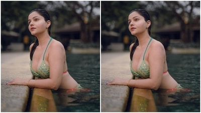 Rubina left her hair open for the photoshoot and swept them back for a clean look. The actor chose stacked dainty gold bangles and statement rings for the accessories. (Instagram/@rubinadilaik) Rubina left her hair open for the photoshoot and swept them back for a clean look. The actor chose stacked dainty gold bangles and statement rings for the accessories. (Instagram/@rubinadilaik)