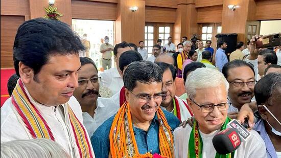 The Bharatiya Janata Party (BJP)’s attempt at a course correction in Tripura by replacing Biplab Kumar Deb with Manik Saha as chief minister less than a year before assembly polls in 2023 may have created rifts within the party (Biplab Kumar Deb Twitter)