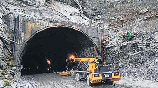 A general view of the Sela tunnel is pictured that is under construction near Sela Pass, which will lead to Tawang near the Line of Actual Control (LAC), neighbouring China, in India's Arunachal Pradesh state on October 21, 2021. (Photo by Money SHARMA / AFP) (AFP) A general view of the Sela tunnel is pictured that is under construction near Sela Pass, which will lead to Tawang near the Line of Actual Control (LAC), neighbouring China, in India's Arunachal Pradesh state on October 21, 2021. (Photo by Money SHARMA / AFP) (AFP)