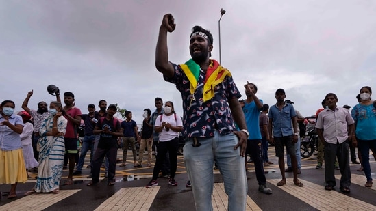 Sri Lankans protest demanding president Gotabaya Rajakasa resign and decrying the appointment of Prime Minister Ranil Wickeremesinghe in Colombo, Sri Lanka, Friday, May 13, 2022. (AP)