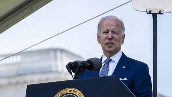 US President Joe Biden during a speech at the US Capitol in Washington, D.C.(Bloomberg via The New York Times)