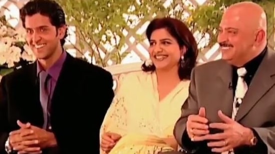 Hrithik Roshan with his mother Pinkie Roshan and father Rakesh Roshan.