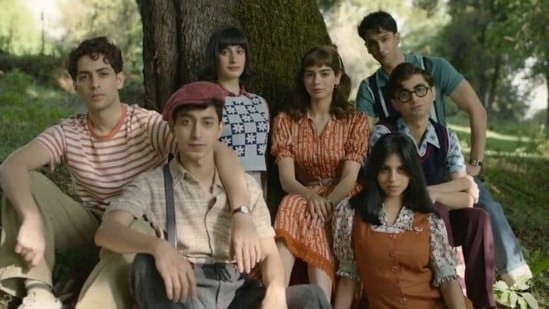 Suhana Khan, Khushi Kapoor, Agastya Nanda, and others in a still from the teaser of The Archies.