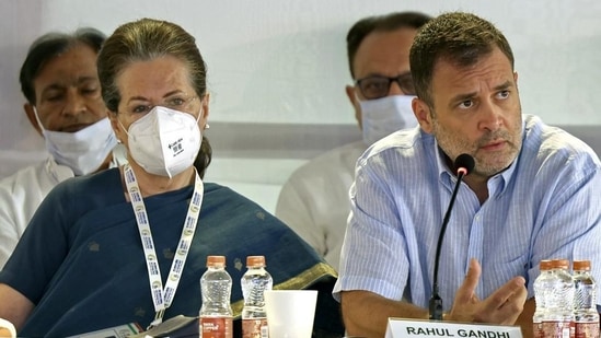 Congress leader Rahul Gandhi speaks at the party’s Nav Sankalp Chintan Shivir.