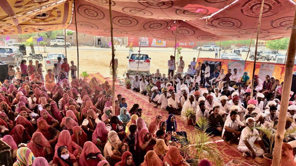 The Narsana villagers at the felicitation program.