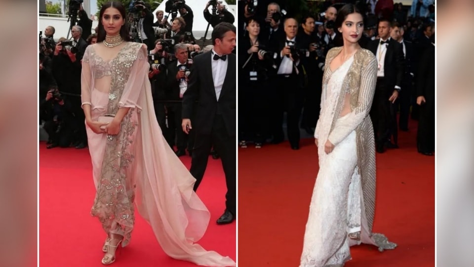 Sonam Kapoor wears sarees on the Cannes red carpet.&nbsp;(Pinterest)