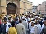 Members of the Muslim community gather at the site during the survey of the Gyanvapi Masjid complex and Shringar Gauri Temple in Varanasi.(File)