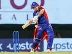 Mitchell Marsh of Delhi Capitals plays a shot during the 64th T20 cricket match of the Indian Premier League 2022 (IPL season 15), between the Punjab Kings and the Delhi Capitals(PTI)