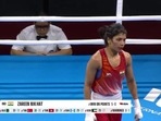 Nikhat Zareen defeated Charley Davison 5-0. (Screengrab. ) Nikhat Zareen defeated Charley Davison 5-0. (Screengrab. )