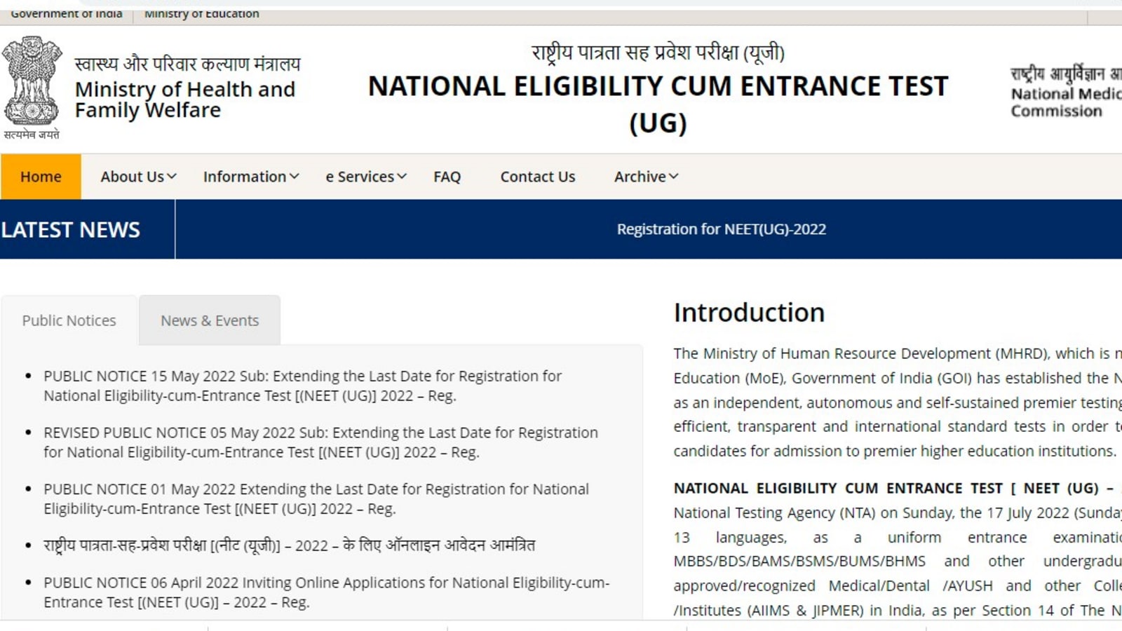 NEET 2022 registration window extended, apply on neet.nta.nic.in till May 20