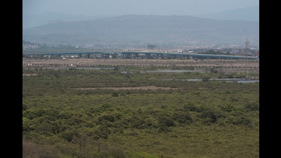 These roads are envisioned to provide better connectivity between Belapur, Kharghar and Nerul in the north and the JNPA special economic zone (SEZ) and upcoming Navi Mumbai International Airport (NMIA) in the south. (Pratik Chorge/HT Photo)