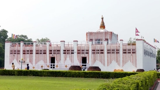 Prime Minister Narendra Modi is in Lumbini on the occasion of Buddha Purnima at the invitation of Prime Minister Sher Bahadur Deuba.(ANI)