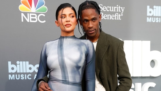 Kylie Jenner and Travis Scott also attended the BBMAs. While Kylie chose a grey and white figure-sculpting Balmain gown, Travis wore a green blazer and pants set teamed with a white shirt. The couple attended the event with their 4-year-old daughter Stormi, just a few months after they welcomed a son.(REUTERS)