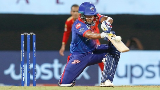 Sarfaraz Khan of Delhi Capitals bats during the Indian Premier League 2022 cricket match between Punjab Kings and Delhi Capitals(PTI)