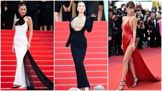 Bella Hadid's three unforgettable Cannes red carpet moments.&nbsp;(Instagram, Pinterest)