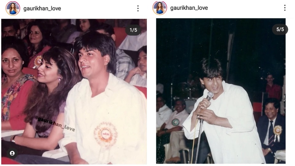 Gauri and Shah Rukh Khan with her mother Savita Chhiba at Aashirwad Film Awards, 1992.