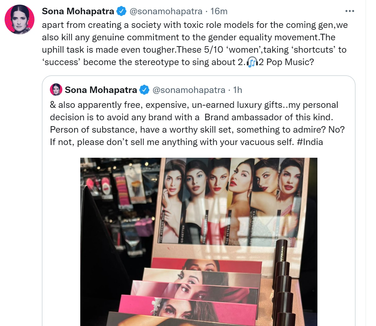 Sona Mohapatra on brands promoting Jacqueline Fernandez