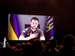 The 75th Cannes Film Festival - Opening ceremony and screening of the film "Coupez" where Ukraine's President Volodymyr Zelenskiy is seen on a screen as he delivers a video address.&nbsp;
