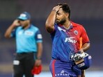 Rishabh Pant, captain of Delhi Capitals walks back to the pavilion after his dismissal during against Punjab Kings(PTI)