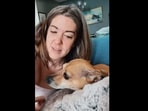 The dog and his human sing together, or at least try to, in this Instagram video. (Instagram/@casperandpam) The dog and his human sing together, or at least try to, in this Instagram video. (Instagram/@casperandpam)