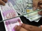 Rupee falls 14 paise to 77.69 against US dollar in early trade.(PTI) Rupee falls 14 paise to 77.69 against US dollar in early trade.(PTI)