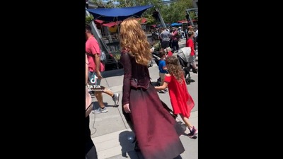 The image showcasing a woman dressed as the Scarlet Witch is taken from a viral video shared on Twitter. (Screengrab (TikTok)) The image showcasing a woman dressed as the Scarlet Witch is taken from a viral video shared on Twitter. (Screengrab (TikTok))